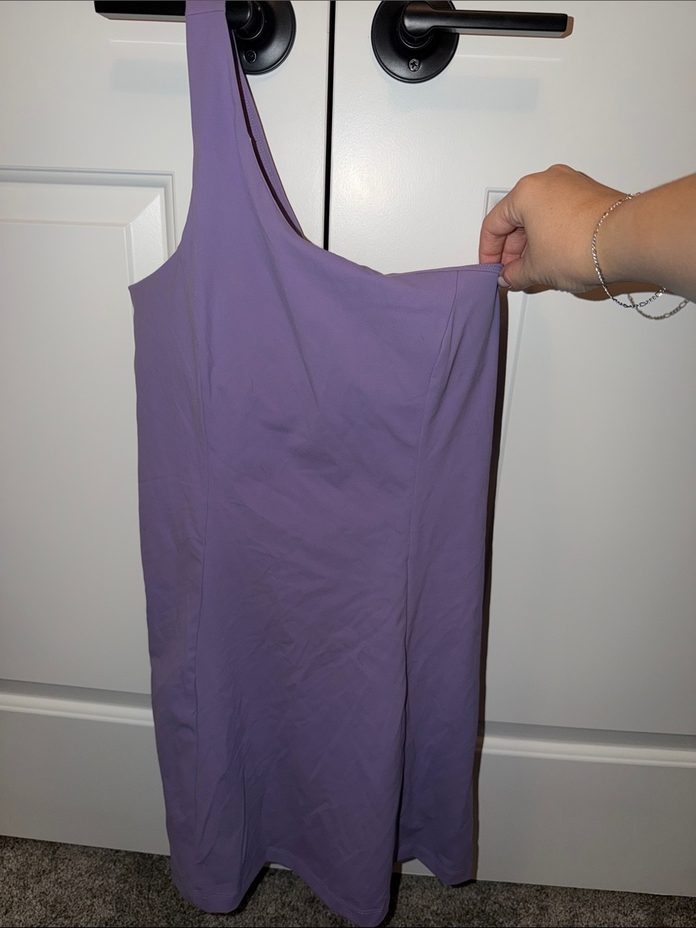 Outdoor Voices Lavender Active One-Shoulder Dress